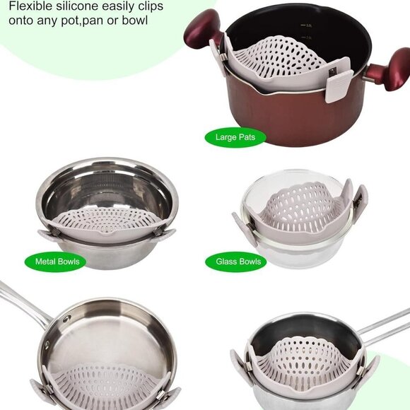 Pasta Strainer - Adjustable Silicone Clip - BRAND NEW - Picture 4 of 5